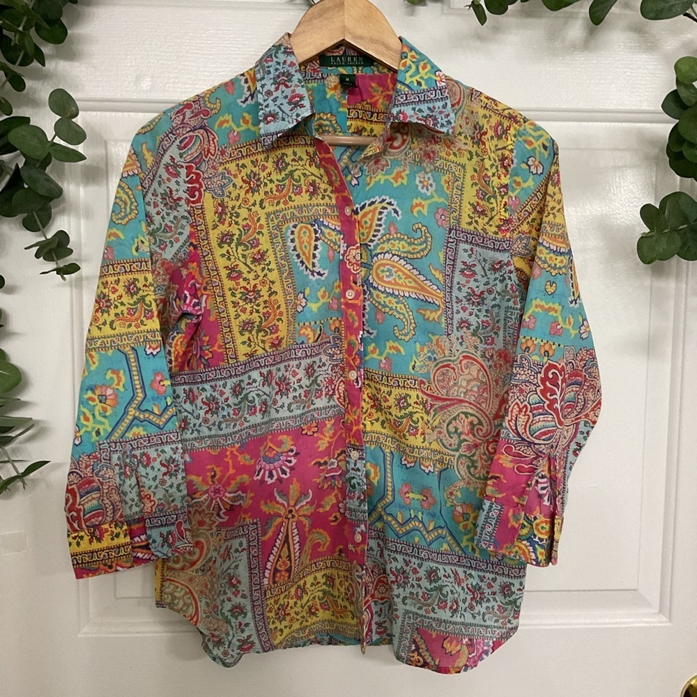 Ralph Lauren Multicolor Paisley Men's Shirt. SIZE M - Picture 2 of 7